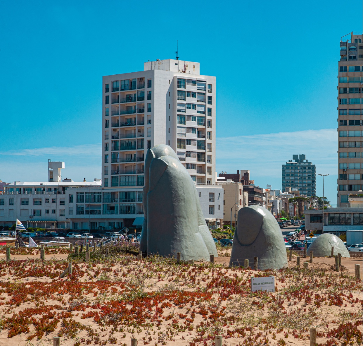 The Fingers of Punta del Este sculpture on Brava Beach