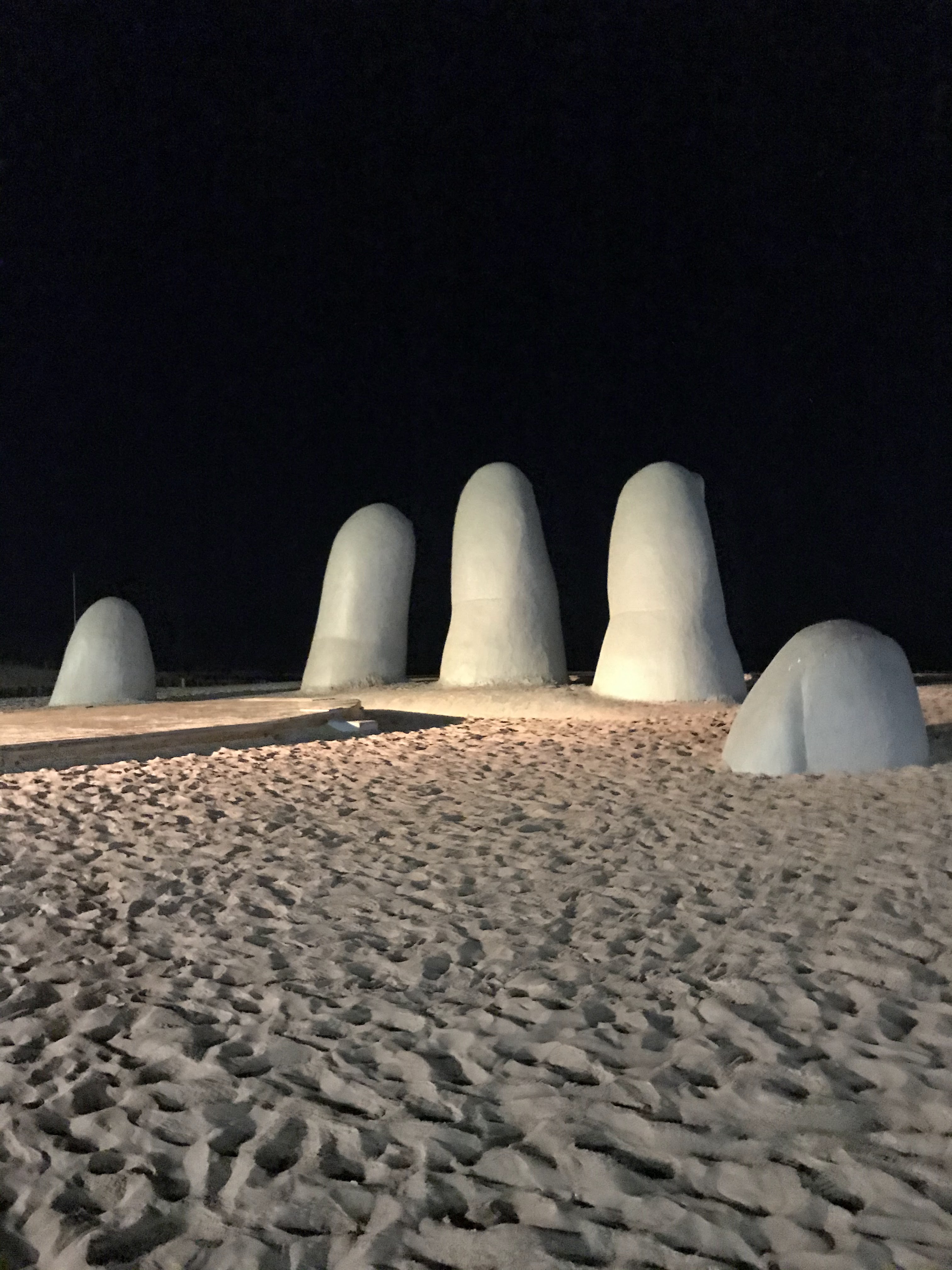 The Fingers of Punta del Este sculpture on Brava Beach