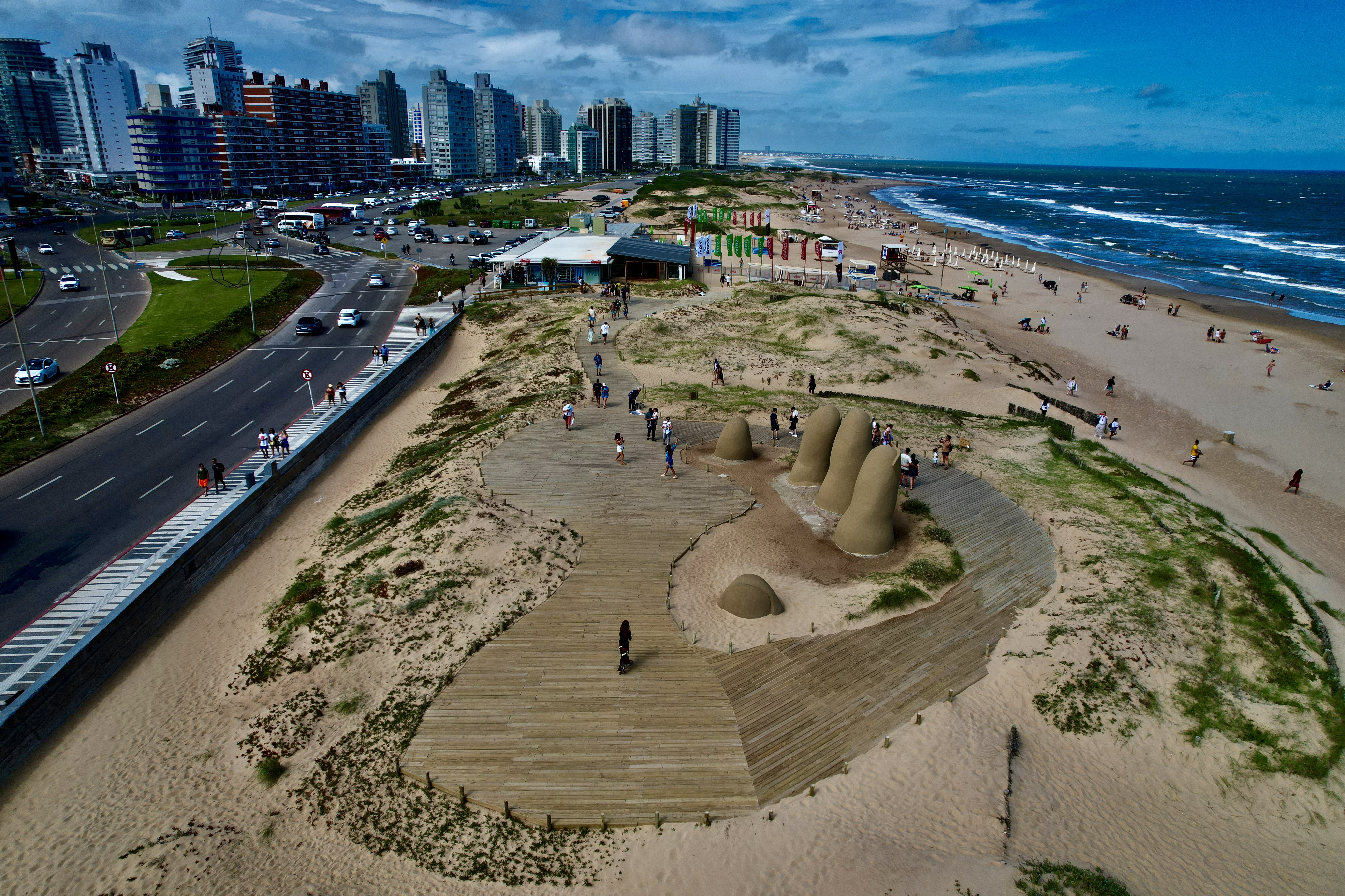 The Fingers of Punta del Este sculpture on Brava Beach