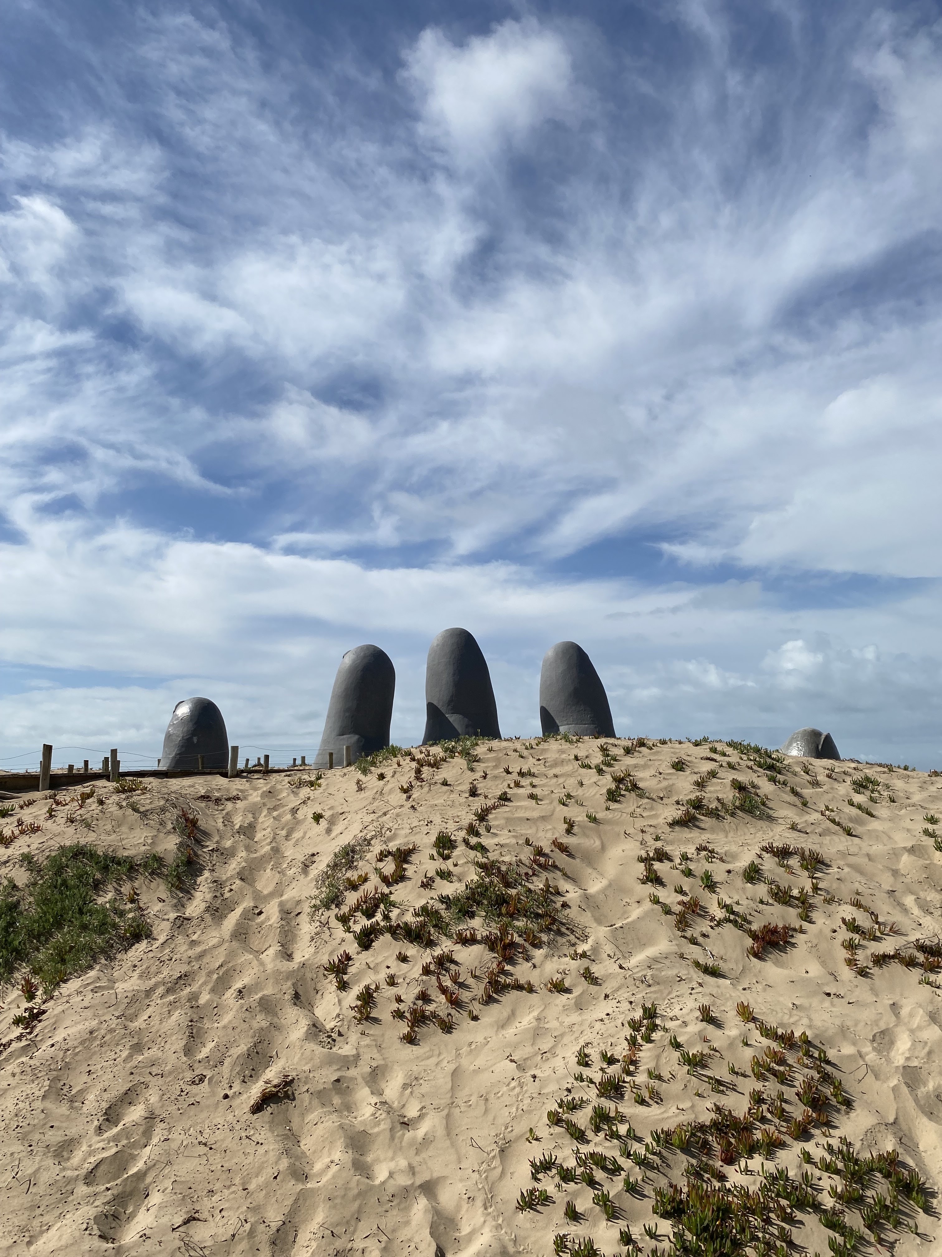 The Fingers of Punta del Este sculpture on Brava Beach
